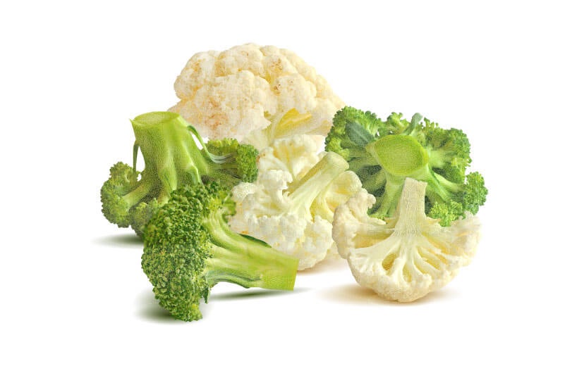 Broccoli and cauliflower and brussels sprouts